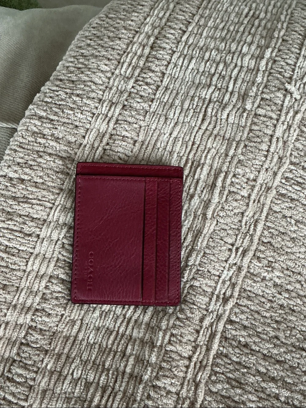 COACH Burgundy Leather Card Holder